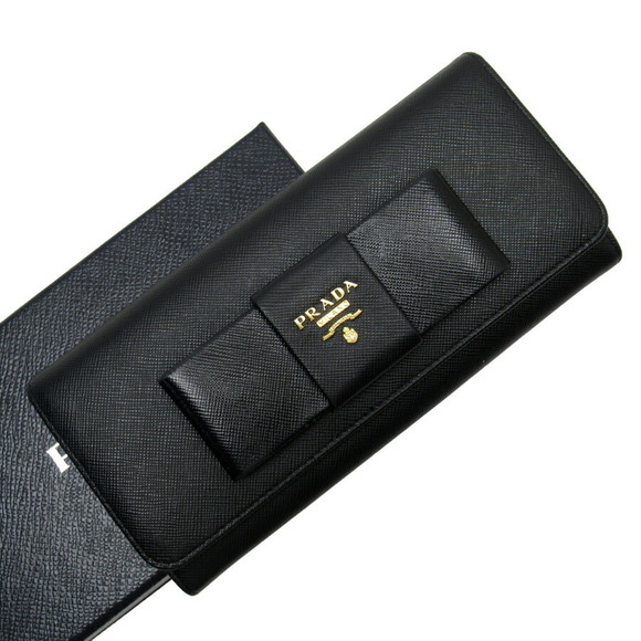 Prada Fold Nero Saffiano Wallet Leather Long Black - Picture 1 of 3